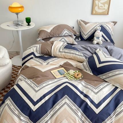 91家纺网 家纺一手货源 找家纺 （总）盛馨 2023新款小清新北欧风精梳棉全棉四件套床笠套件