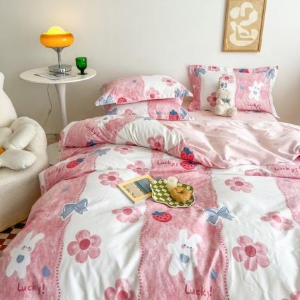 91家纺网 家纺一手货源 找家纺 （总）盛馨 2023新款小清新北欧风精梳棉全棉四件套床笠套件