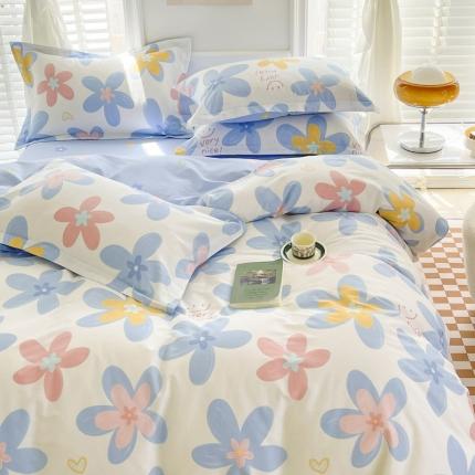 91家纺网 家纺一手货源 找家纺 （总）盛馨 2023新款小清新北欧风精梳棉全棉四件套床笠套件