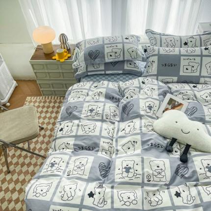 91家纺网 家纺一手货源 找家纺 （总）盛馨 2023新款小清新北欧风精梳棉全棉四件套床笠套件