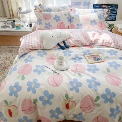 91家纺网 家纺一手货源 找家纺 （总）盛馨 2023新款小清新北欧风精梳棉全棉四件套床笠套件