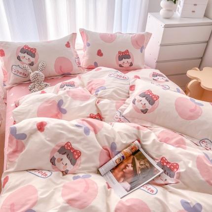 91家纺网 家纺一手货源 找家纺 （总）盛馨 2023新款小清新北欧风精梳棉全棉四件套床笠套件