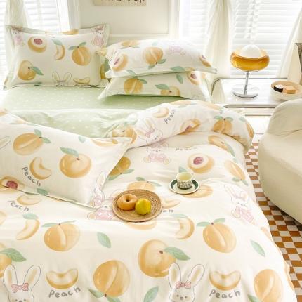 91家纺网 家纺一手货源 找家纺 （总）盛馨 2023新款小清新北欧风精梳棉全棉四件套床笠套件