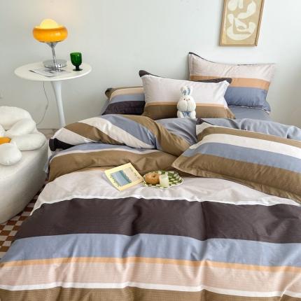 91家纺网 家纺一手货源 找家纺 （总）盛馨 2023新款小清新北欧风精梳棉全棉四件套床笠套件