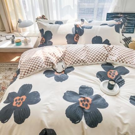 91家纺网 家纺一手货源 找家纺 （总）盛馨 2023新款小清新北欧风精梳棉全棉四件套床笠套件