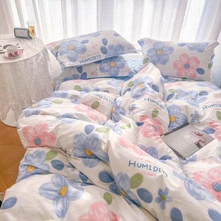 91家纺网 家纺一手货源 找家纺 （总）盛馨 2023新款小清新北欧风精梳棉全棉四件套床笠套件