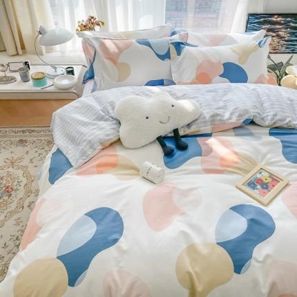 91家纺网 家纺一手货源 找家纺 （总）盛馨 2023新款小清新北欧风精梳棉全棉四件套床笠套件