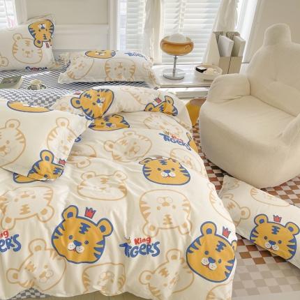 91家纺网 家纺一手货源 找家纺 （总）盛馨 2023新款小清新北欧风精梳棉全棉四件套床笠套件