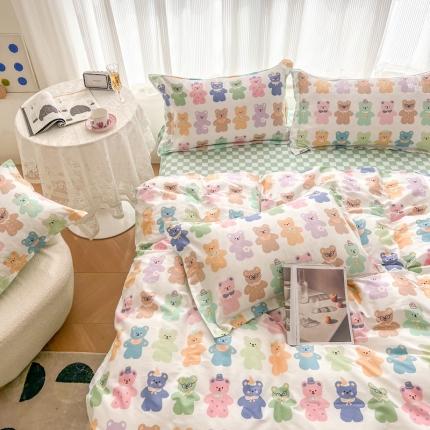 91家纺网 家纺一手货源 找家纺 （总）盛馨 2023新款小清新北欧风精梳棉全棉四件套床笠套件