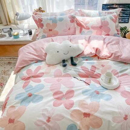 91家纺网 家纺一手货源 找家纺 （总）盛馨 2023新款小清新北欧风精梳棉全棉四件套床笠套件