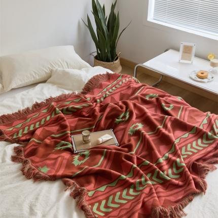 91家纺网 家纺一手货源 找家纺 暖绵绵 新款纯棉波西米亚风多功能盖毯-安瑞莎 安瑞莎-绣红
