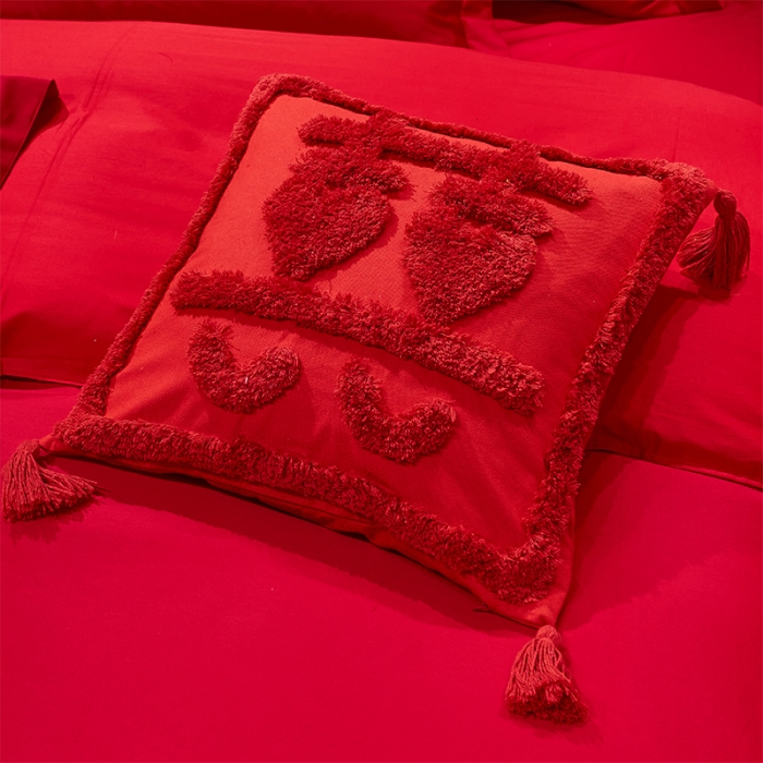 91家纺网 家纺一手货源 找家纺 用心 2022新款磨毛刺绣婚庆四件套 甜蜜love