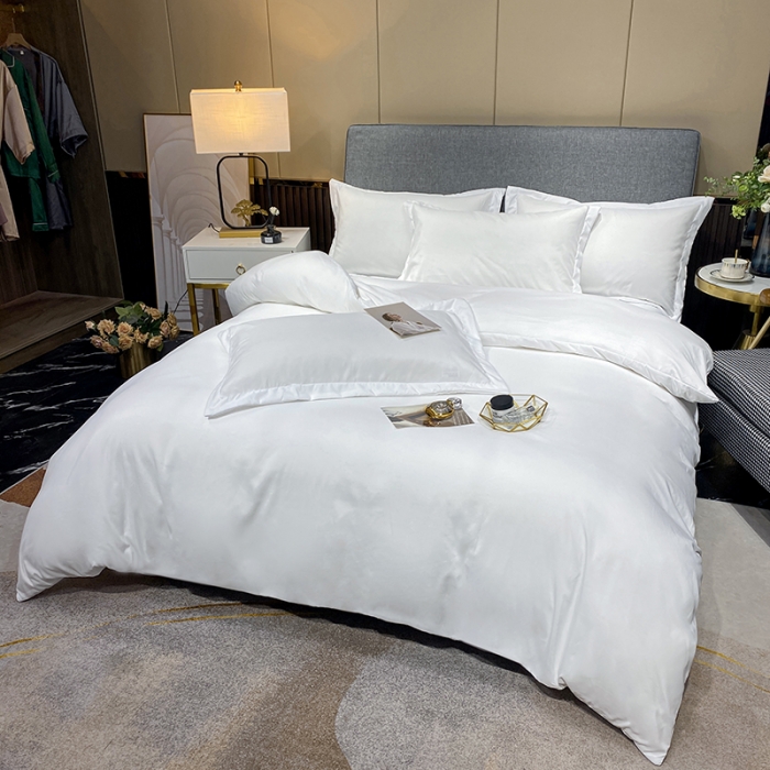 91家纺网 家纺一手货源 找家纺 曼谷纯白宾馆四件套五星级酒店布草名宿白色床上用品可定制简约白