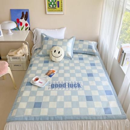 91家纺网 家纺一手货源 找家纺 时年 2022新款全工艺环保数码印花高品质水洗冰丝凉席 幸运格