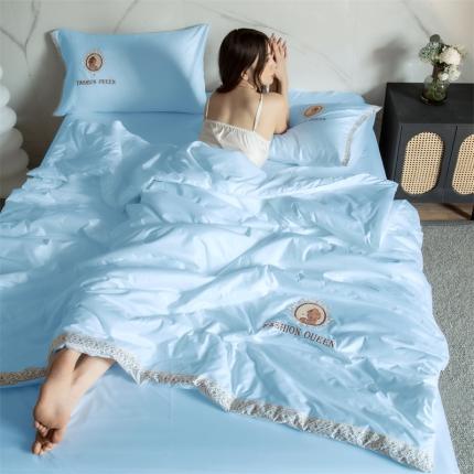 91家纺网 家纺一手货源 找家纺 (总)梦镜2025新款水洗冰丝空调夏凉被夏被四件套-居里夫人