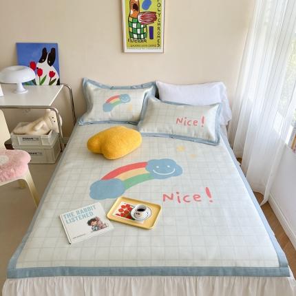 时年 2022新款全工艺环保数码印花高品质水洗冰丝凉席 彩虹心情