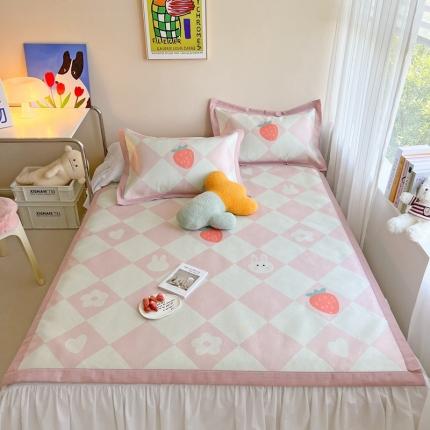 时年 2022新款全工艺环保数码印花高品质水洗冰丝凉席 草莓兔