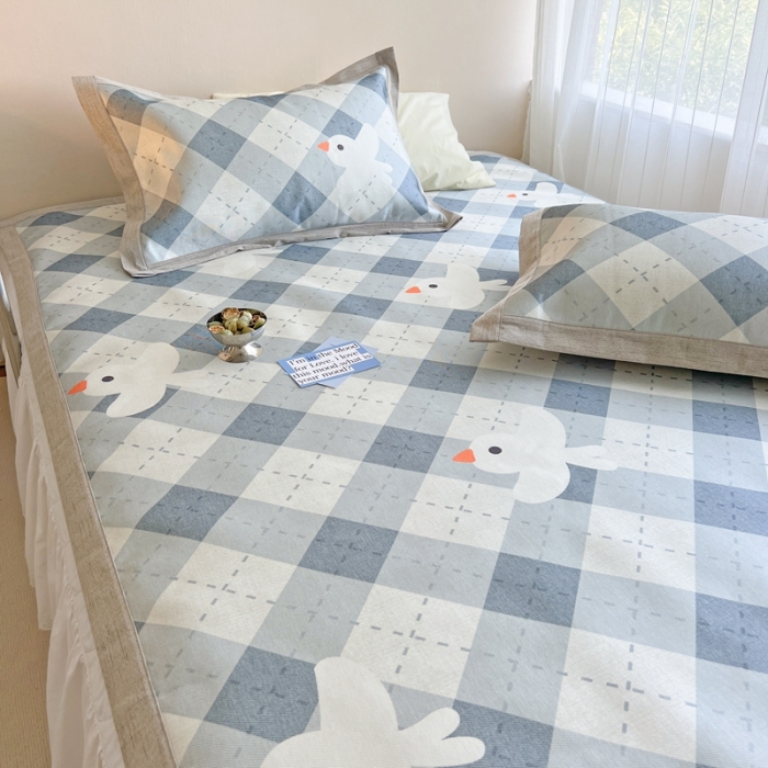 91家纺网 家纺一手货源 找家纺 时年 2022新款全工艺环保数码印花高品质水洗冰丝凉席 和平鸽