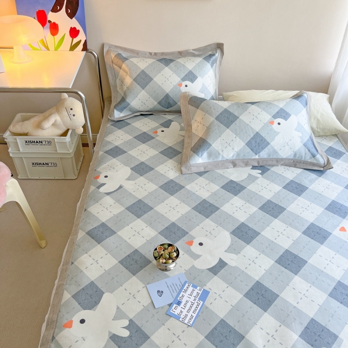 91家纺网 家纺一手货源 找家纺 时年 2022新款全工艺环保数码印花高品质水洗冰丝凉席 和平鸽