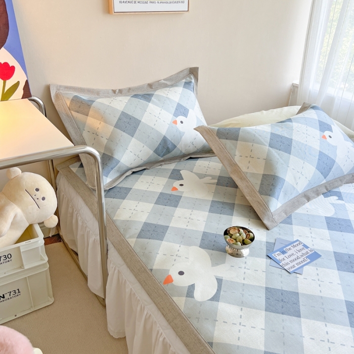 91家纺网 家纺一手货源 找家纺 时年 2022新款全工艺环保数码印花高品质水洗冰丝凉席 和平鸽