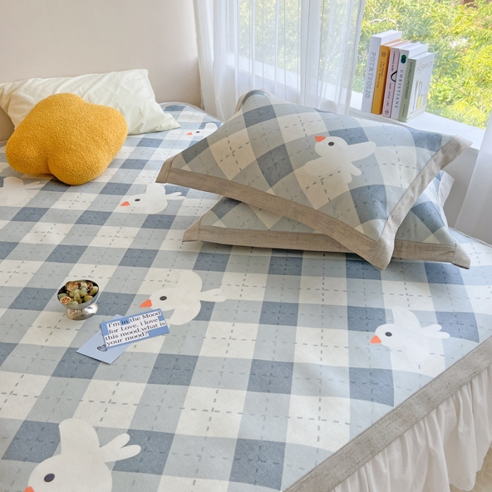 91家纺网 家纺一手货源 找家纺 时年 2022新款全工艺环保数码印花高品质水洗冰丝凉席 和平鸽