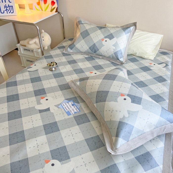 91家纺网 家纺一手货源 找家纺 时年 2022新款全工艺环保数码印花高品质水洗冰丝凉席 和平鸽