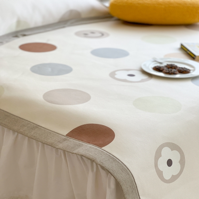 91家纺网 家纺一手货源 找家纺 时年 2022新款全工艺环保数码印花高品质水洗冰丝凉席 微笑波点