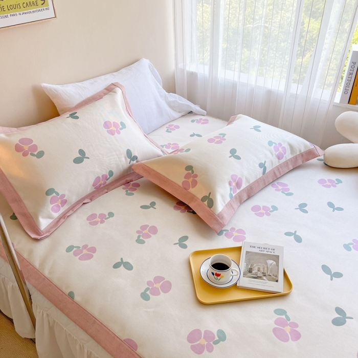 91家纺网 家纺一手货源 找家纺 时年 2022新款全工艺环保数码印花高品质水洗冰丝凉席 夏朵