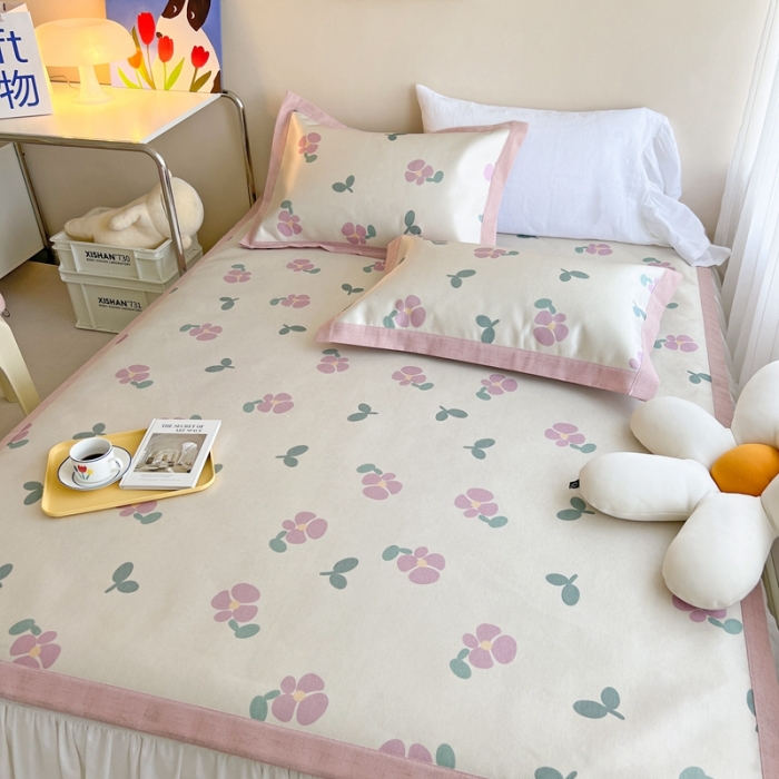 91家纺网 家纺一手货源 找家纺 时年 2022新款全工艺环保数码印花高品质水洗冰丝凉席 夏朵