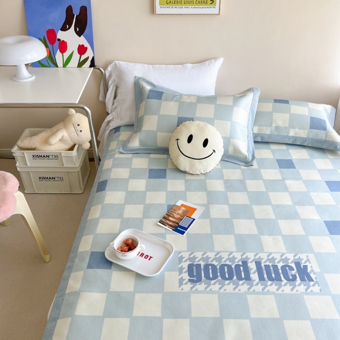 91家纺网 家纺一手货源 找家纺 时年 2022新款全工艺环保数码印花高品质水洗冰丝凉席 幸运格