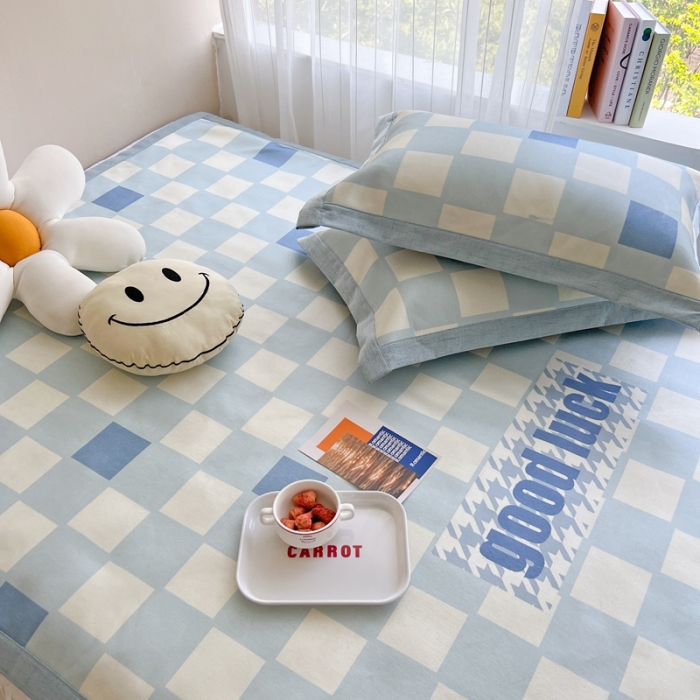 91家纺网 家纺一手货源 找家纺 时年 2022新款全工艺环保数码印花高品质水洗冰丝凉席 幸运格