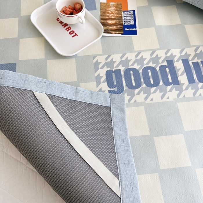 91家纺网 家纺一手货源 找家纺 时年 2022新款全工艺环保数码印花高品质水洗冰丝凉席 幸运格