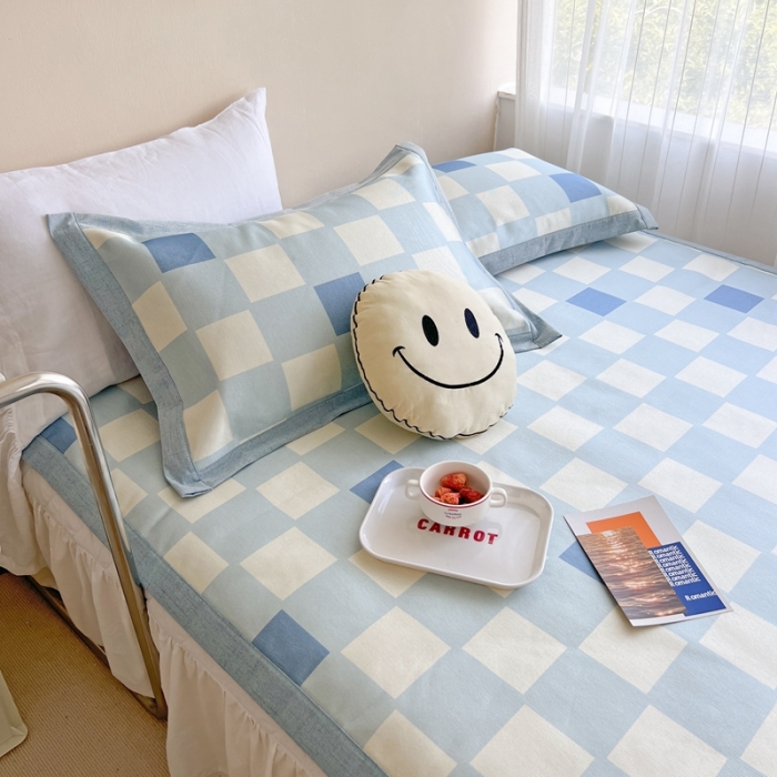 91家纺网 家纺一手货源 找家纺 时年 2022新款全工艺环保数码印花高品质水洗冰丝凉席 幸运格