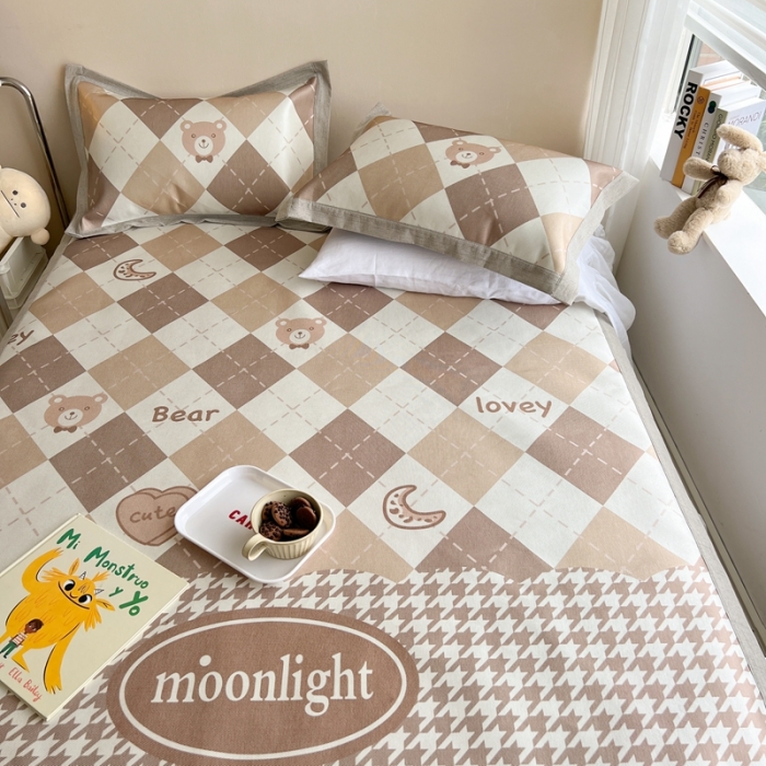 91家纺网 家纺一手货源 找家纺 时年 2022新款全工艺环保数码印花高品质水洗冰丝凉席 月亮宝贝