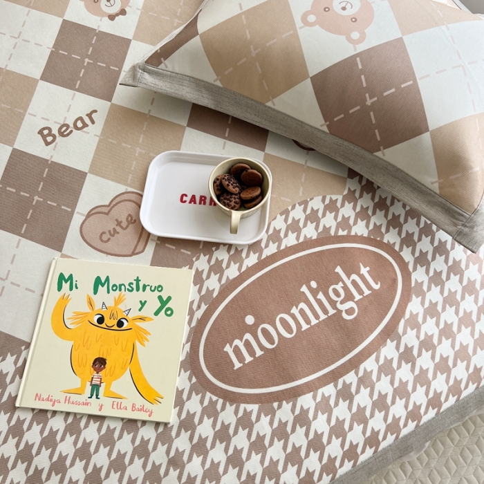 91家纺网 家纺一手货源 找家纺 时年 2022新款全工艺环保数码印花高品质水洗冰丝凉席 月亮宝贝