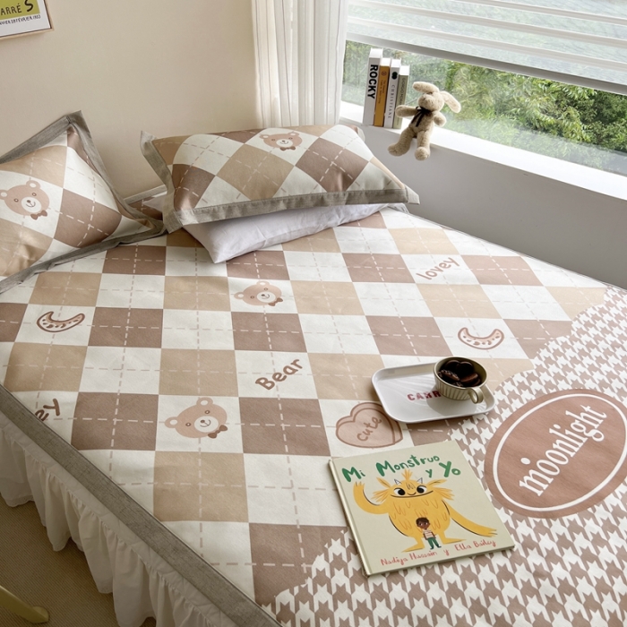 91家纺网 家纺一手货源 找家纺 时年 2022新款全工艺环保数码印花高品质水洗冰丝凉席 月亮宝贝