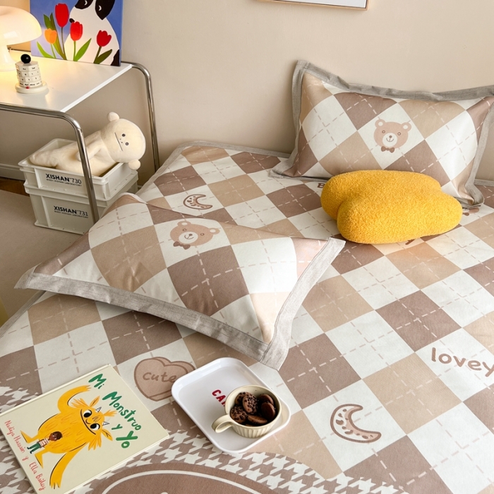 91家纺网 家纺一手货源 找家纺 时年 2022新款全工艺环保数码印花高品质水洗冰丝凉席 月亮宝贝