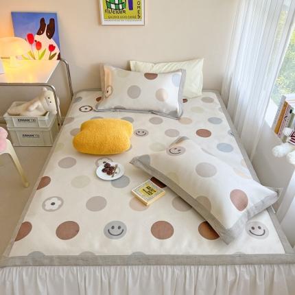 时年 2022新款全工艺环保数码印花高品质水洗冰丝凉席 微笑波点