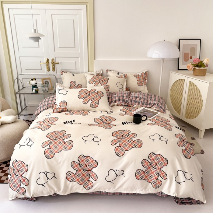 91家纺网 家纺一手货源 找家纺 米粒 2022新款芦荟棉四件套 巴宝熊