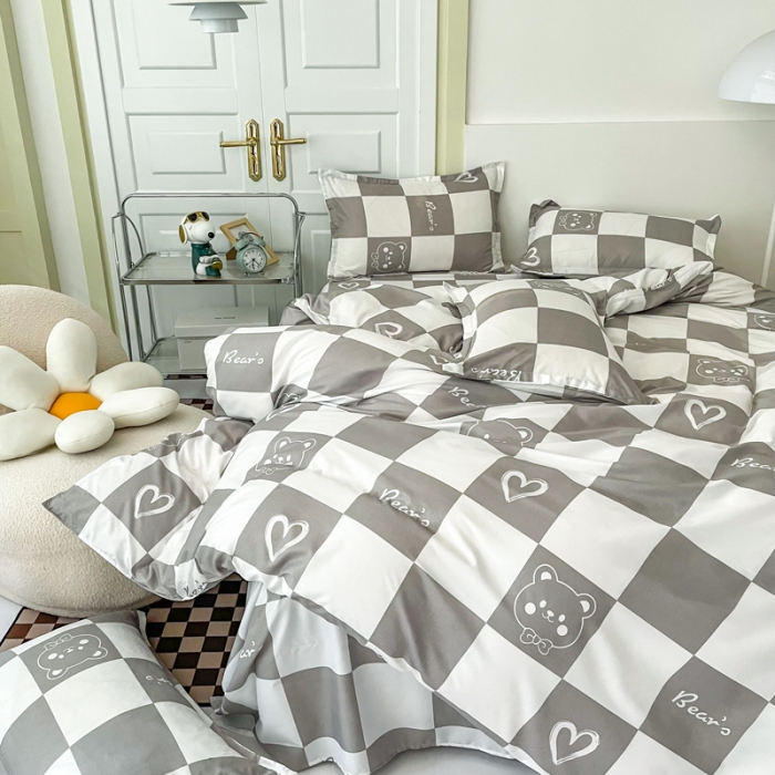 91家纺网 家纺一手货源 找家纺 米粒 2022新款芦荟棉四件套 比熊