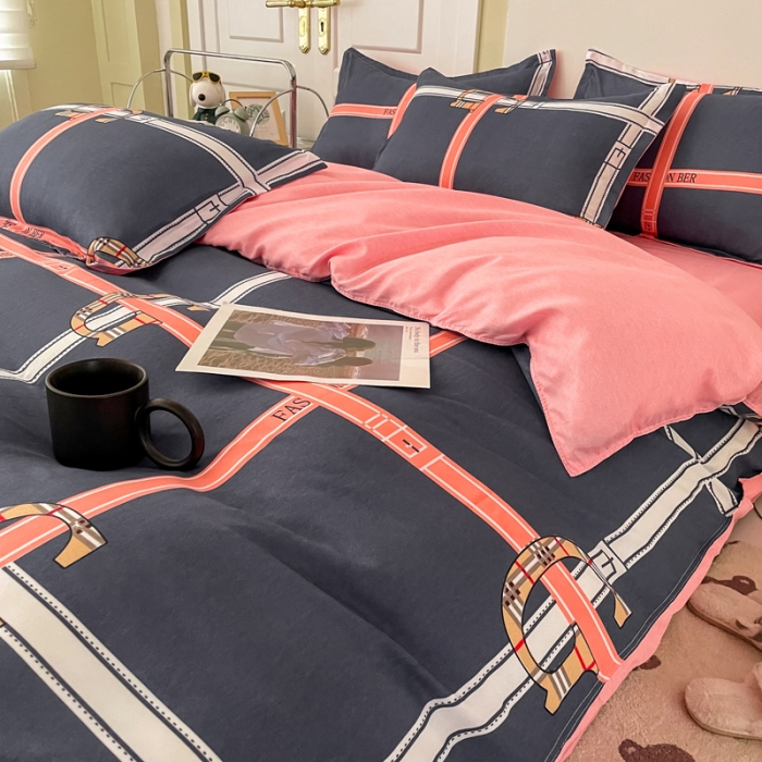 91家纺网 家纺一手货源 找家纺 米粒 2022新款芦荟棉四件套 大G调