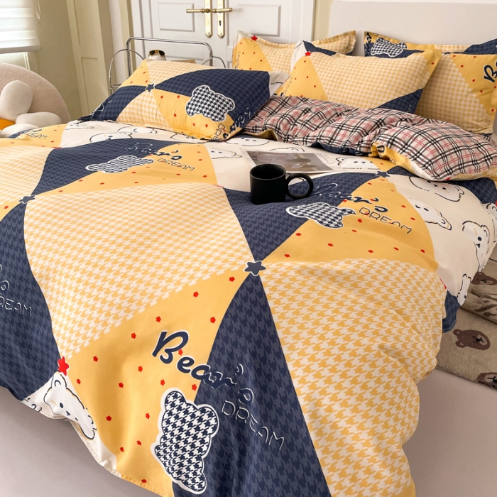 91家纺网 家纺一手货源 找家纺 米粒 2022新款芦荟棉四件套 梦想小熊