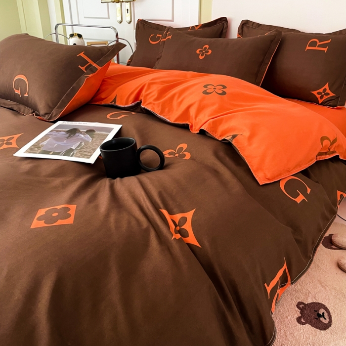 91家纺网 家纺一手货源 找家纺 米粒 2022新款芦荟棉四件套 摩卡