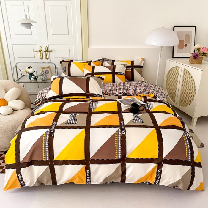 91家纺网 家纺一手货源 找家纺 米粒 2022新款芦荟棉四件套 暖阳