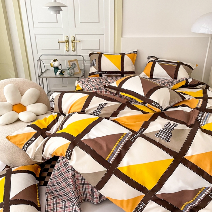 91家纺网 家纺一手货源 找家纺 米粒 2022新款芦荟棉四件套 暖阳