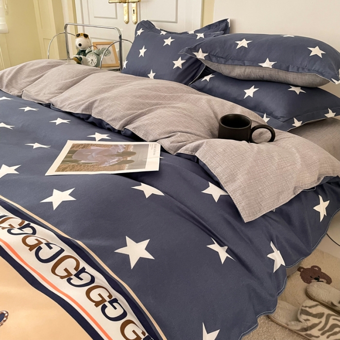 91家纺网 家纺一手货源 找家纺 米粒 2022新款芦荟棉四件套 星星兔