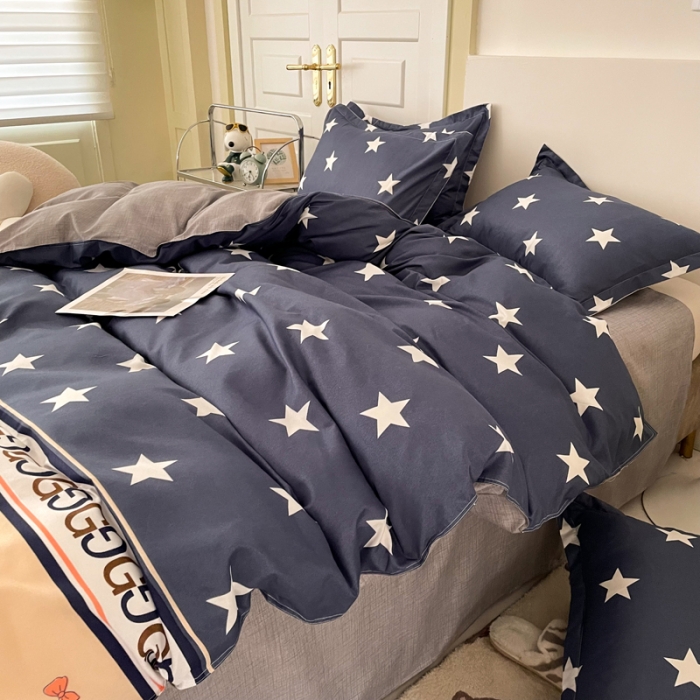 91家纺网 家纺一手货源 找家纺 米粒 2022新款芦荟棉四件套 星星兔