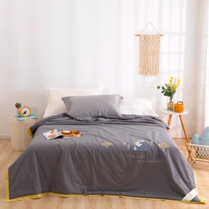 91家纺网 家纺一手货源 找家纺 米洛贝伊 2022新款全棉水洗棉夏被-读书熊 读书熊气质灰