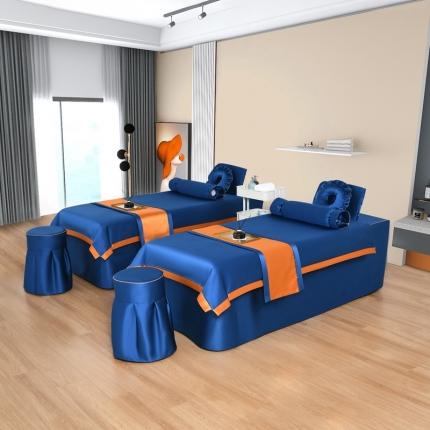 莉人坊美容床罩批发 2023贵妃段天丝美容床罩四件套 梵高宝蓝