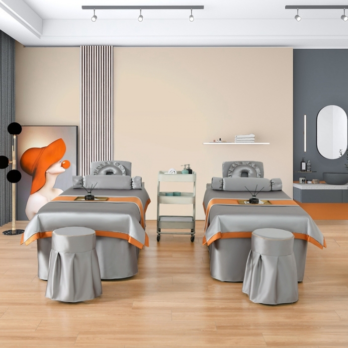 91家纺网 家纺一手货源 找家纺 莉人坊美容床罩批发 2023贵妃段天丝美容床罩四件套 摩登雅灰